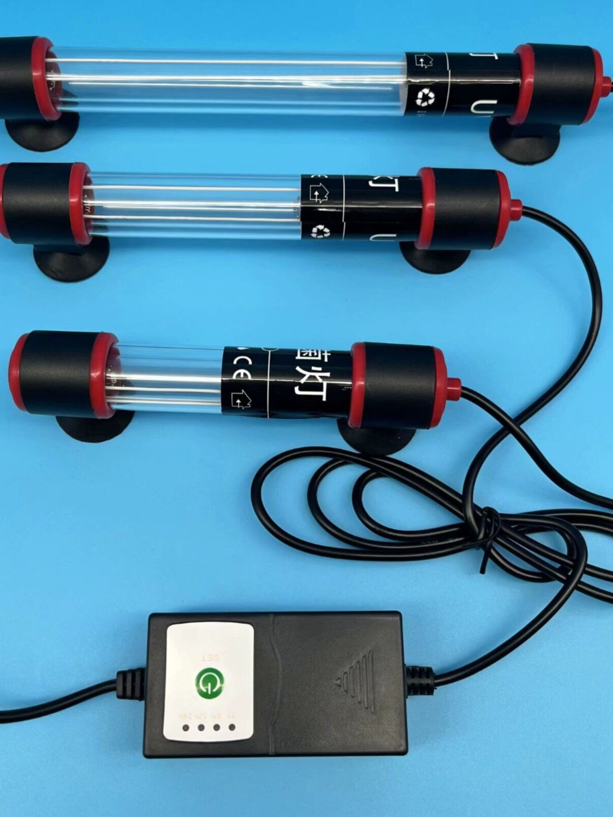 Lâmpada UV para tratamento de água do tanque de peixes com escolha de tempo ou interruptor para lâmpada UV de 3-15W com ventosa